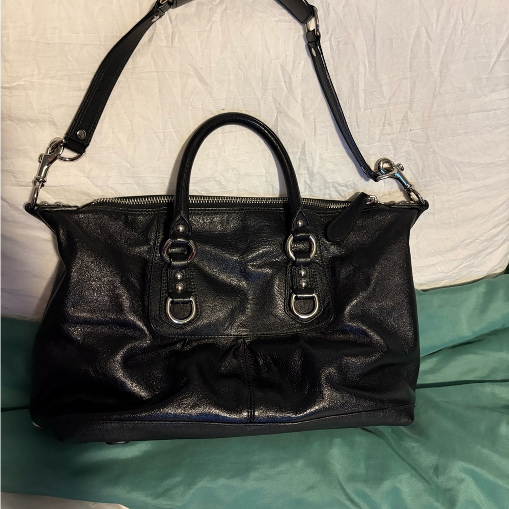 Coach Black Leather Satchel Bag - Picture 2 of 5